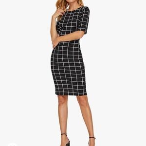 Shein black tweed style shift dress size large